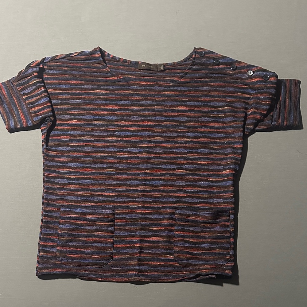 The Limited Kids Short Sleeve Tee - Navy and Red Stripes